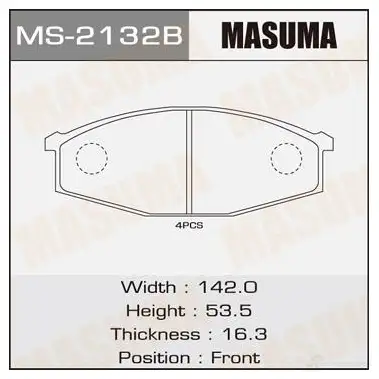 Колодки тормозные дисковые MASUMA 1420577004 MS-2132 4560116021320 WOSY 84X изображение 0