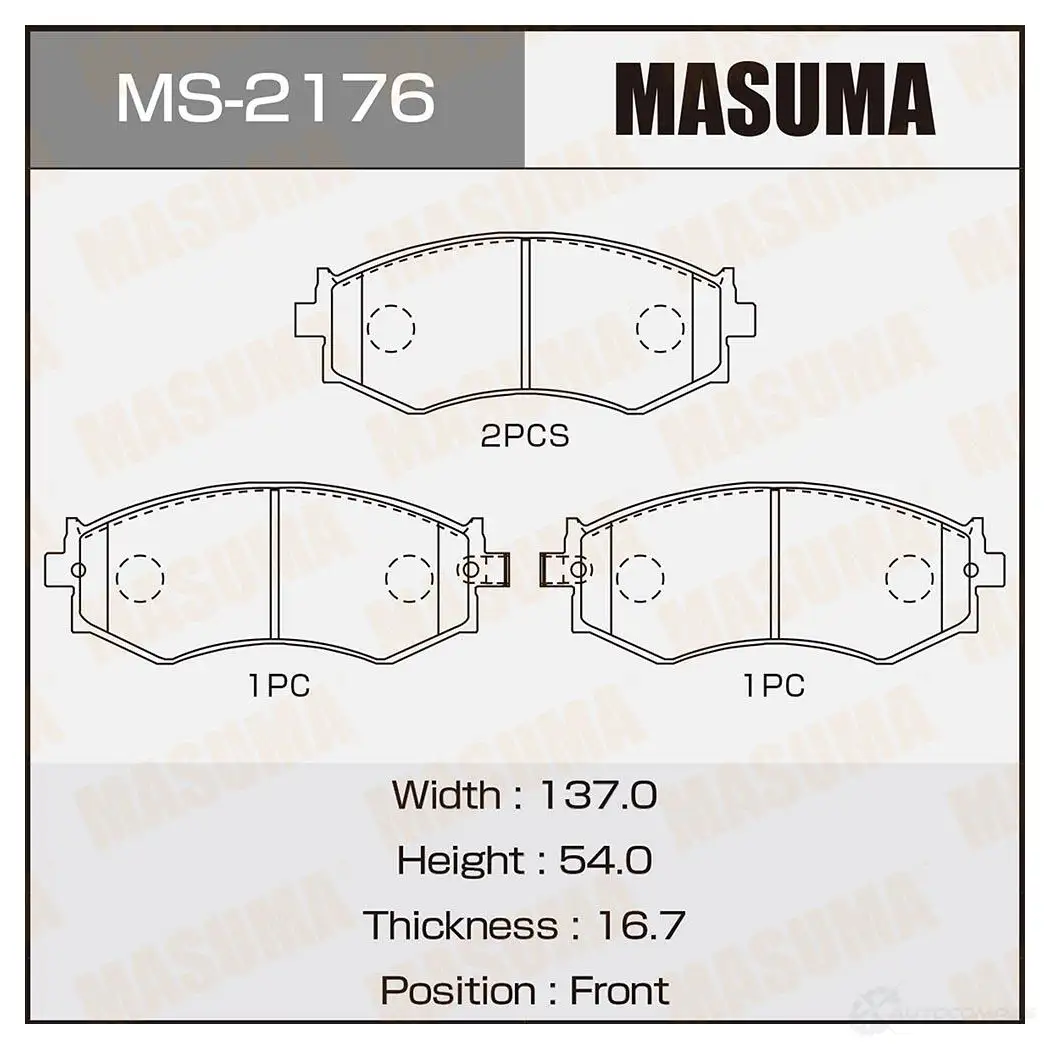 Колодки тормозные дисковые MASUMA MS-2176 4560116002176 95EAO L 1420577008 изображение 0