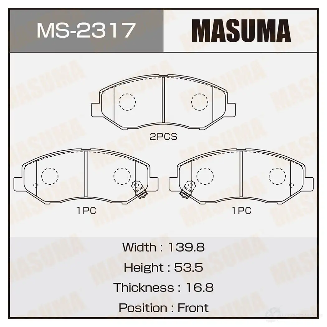 Колодки тормозные дисковые MASUMA 1422881736 MS-2317 B04ZZ CC 4560116002317 изображение 0