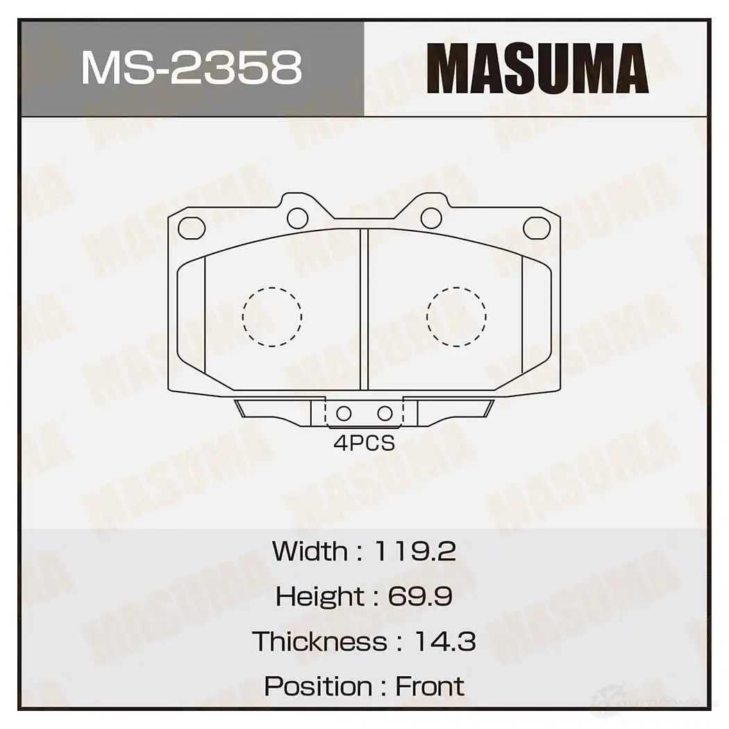 Колодки тормозные дисковые MASUMA 1420576975 4560116721306 OO G1D MS-2358 изображение 0