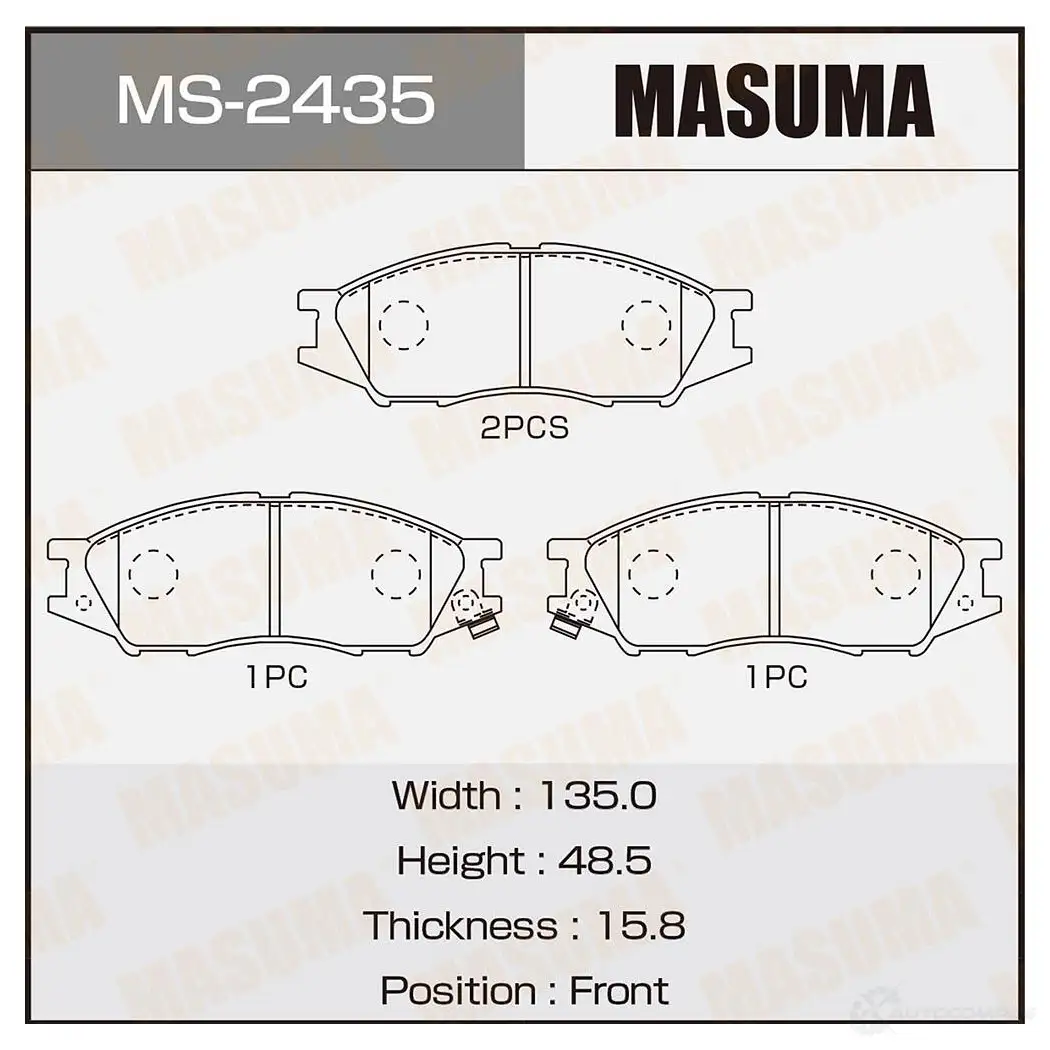 Колодки тормозные дисковые MASUMA 1420577018 MS-2435 4560116721849 3 5KWVK изображение 0