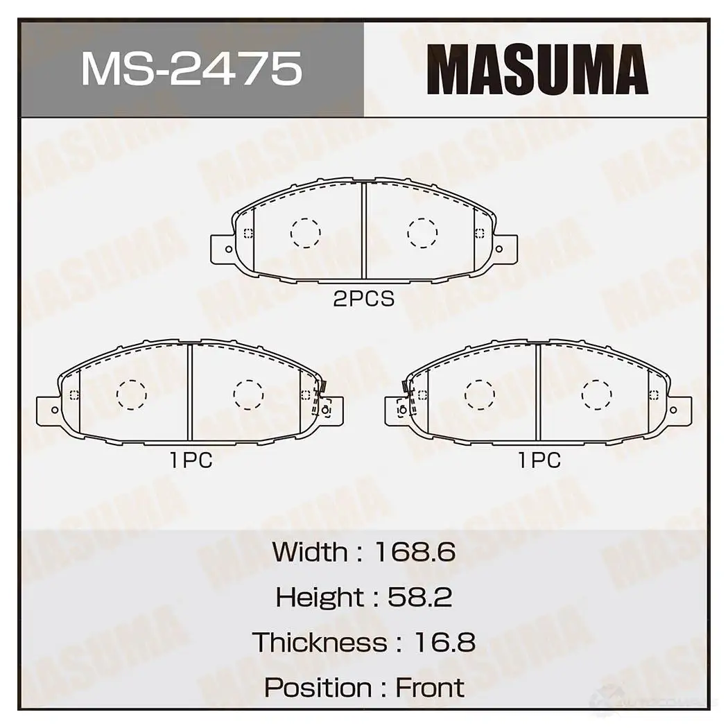 Колодки тормозные дисковые MASUMA Z F91RQ MS-2475 1422881641 4560116002475 изображение 0