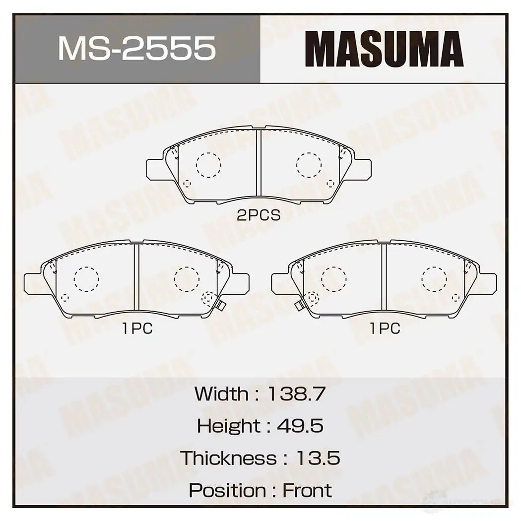 Колодки тормозные дисковые MASUMA 1422881623 4560116723928 ZD2 FO MS-2555 изображение 0