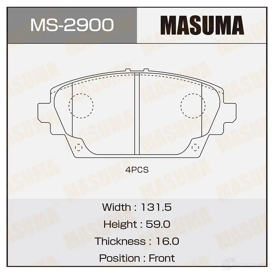 Колодки тормозные дисковые MASUMA 4560116729678 MS-2900 LXO6J V4 1420934283 изображение 0