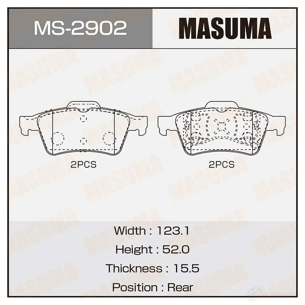 Колодки тормозные дисковые MASUMA 1422881723 MS-2902 1WZA EH 4560116470013 изображение 0