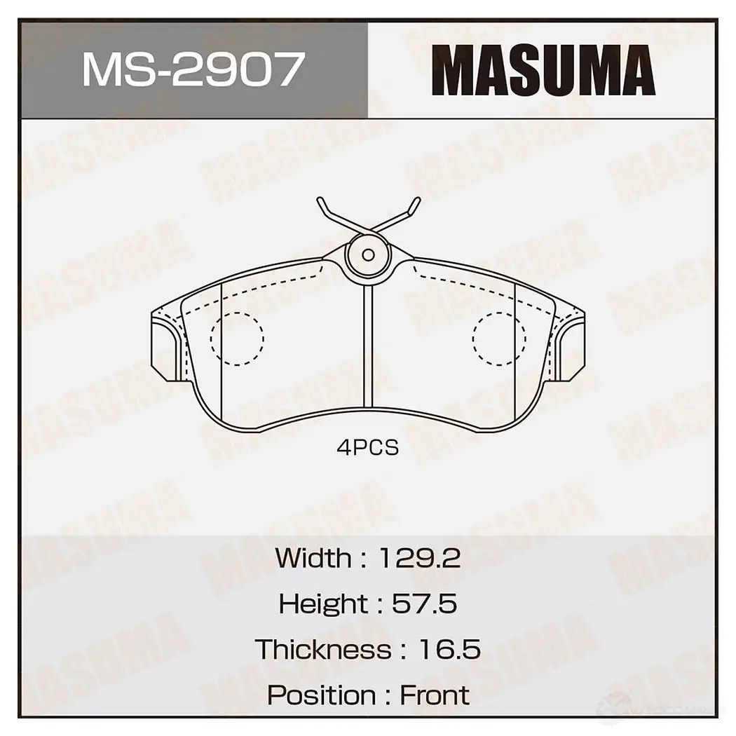 Колодки тормозные дисковые MASUMA 1420934021 MS-2907 4560116729920 WAN9ZP M изображение 0