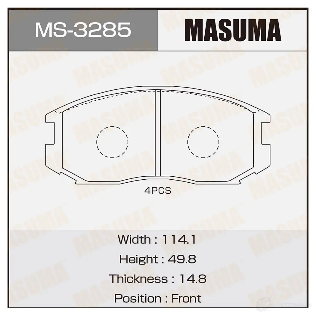 Колодки тормозные дисковые MASUMA 4560116003285 6D 7Z18G 1420576977 MS-3285 изображение 0