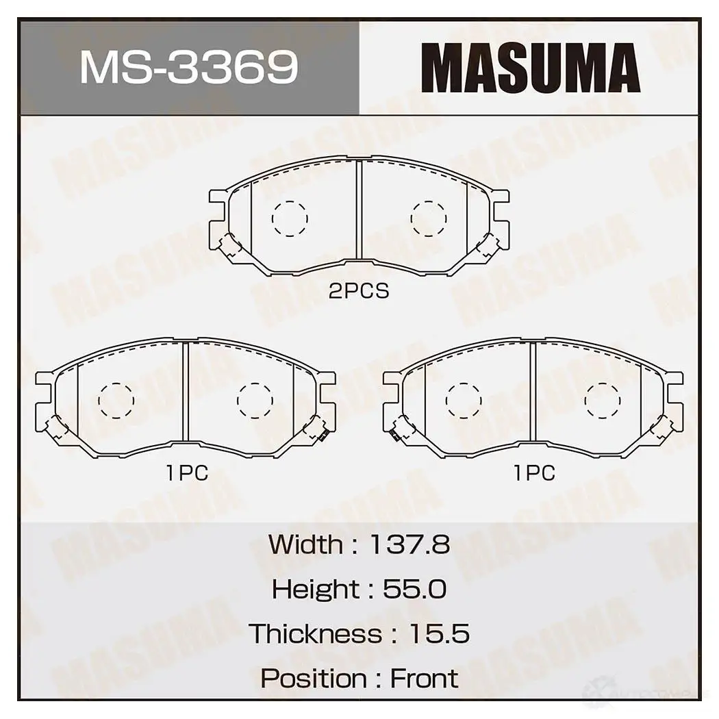 Колодки тормозные дисковые MASUMA 4560116003369 9 ID8H9V 1420937810 MS-3369 изображение 0