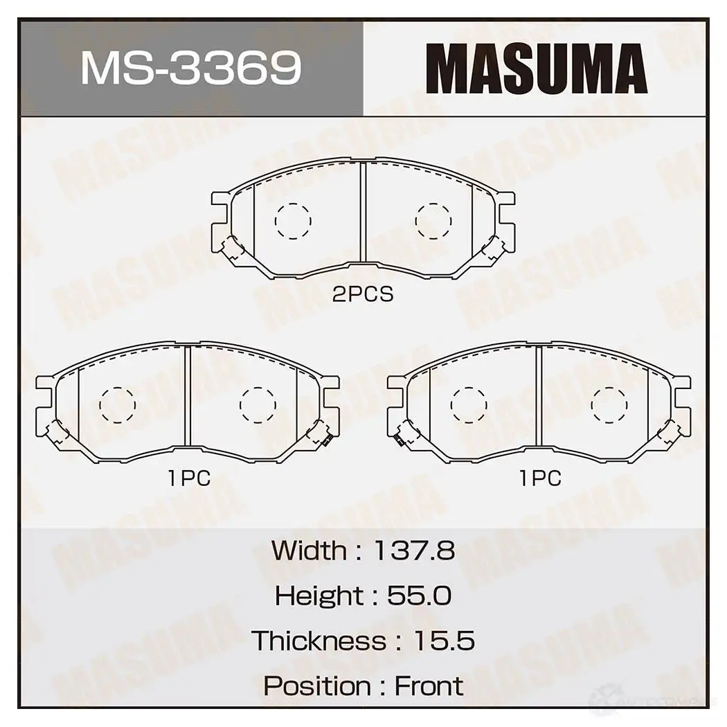 Колодки тормозные дисковые MASUMA 4560116003369 9 ID8H9V 1420937810 MS-3369