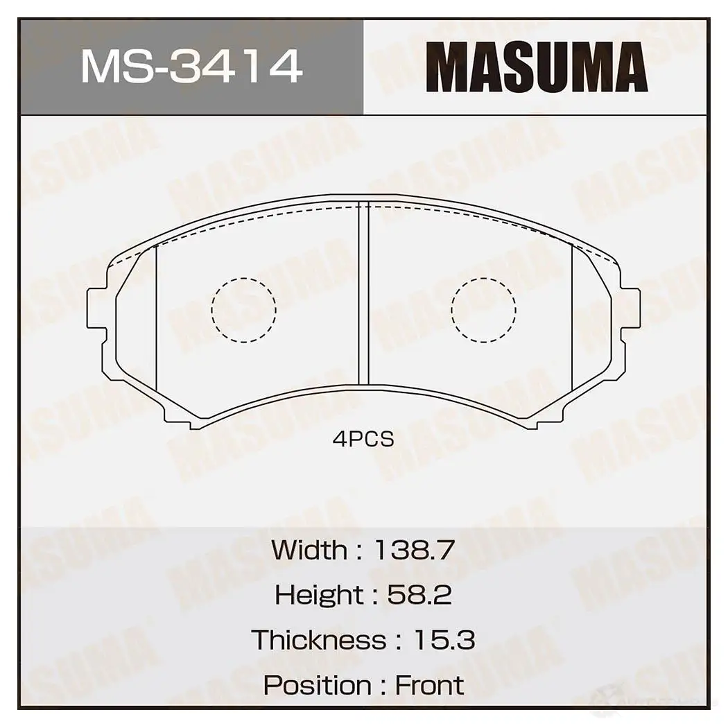 Колодки тормозные дисковые MASUMA MS-3414 1 VUIG 4560116721702 1420577345 изображение 0
