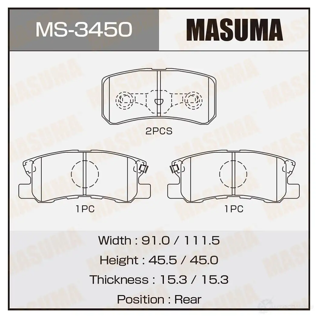 Колодки тормозные дисковые MASUMA MS-3450 4560116003450 4W AP42 1420577362 изображение 0