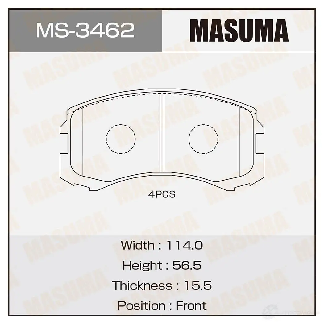 Колодки тормозные дисковые MASUMA 4560116003462 MS-3462 1420576950 7 TCC0 изображение 0
