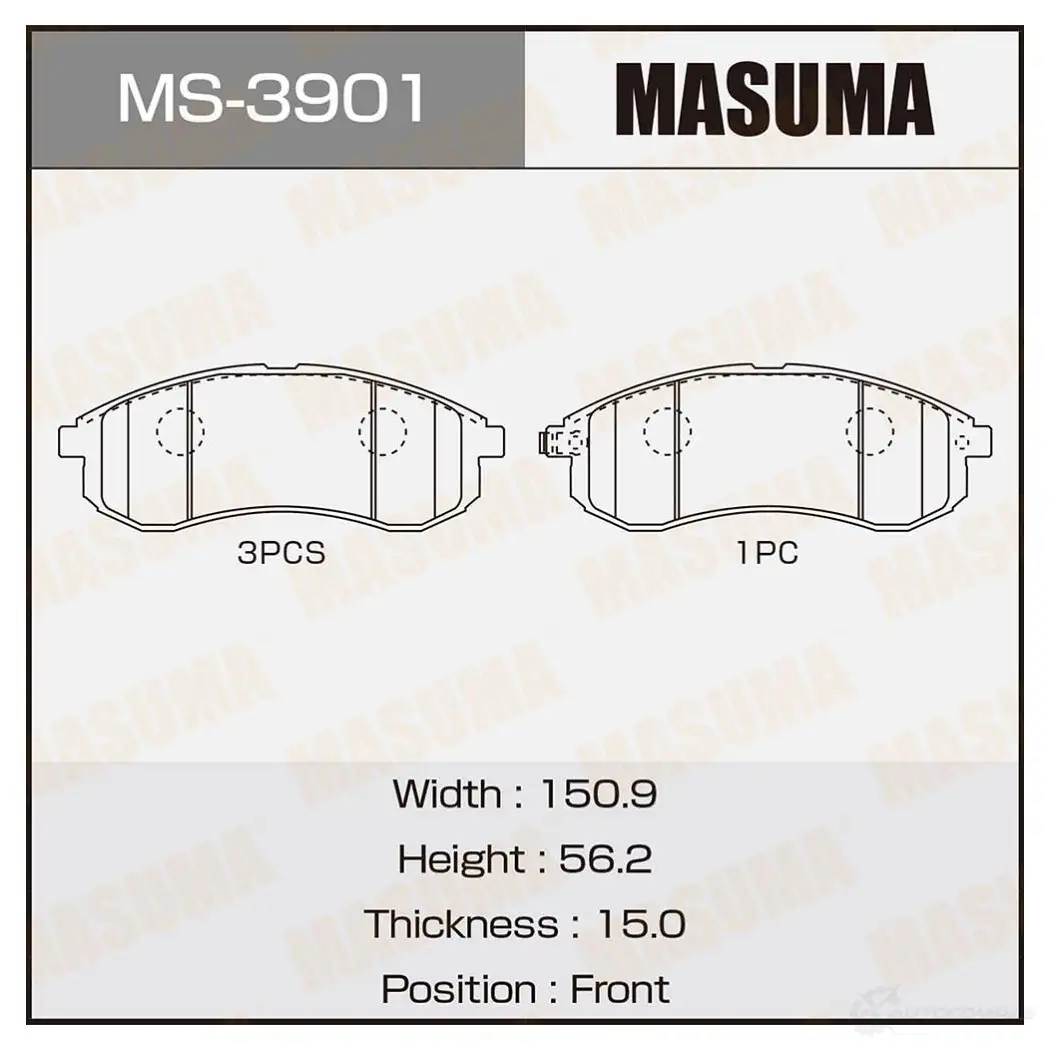 Колодки тормозные дисковые MASUMA 4560116728237 1422881701 MS-3901 TVH KT изображение 0