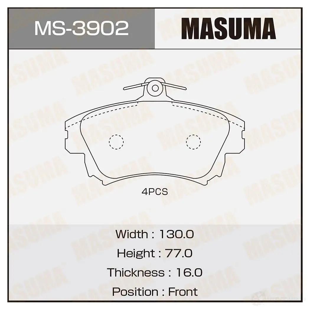 Колодки тормозные дисковые MASUMA 4560116729951 MS-3902 KZB 3KPA 1420938106 изображение 0