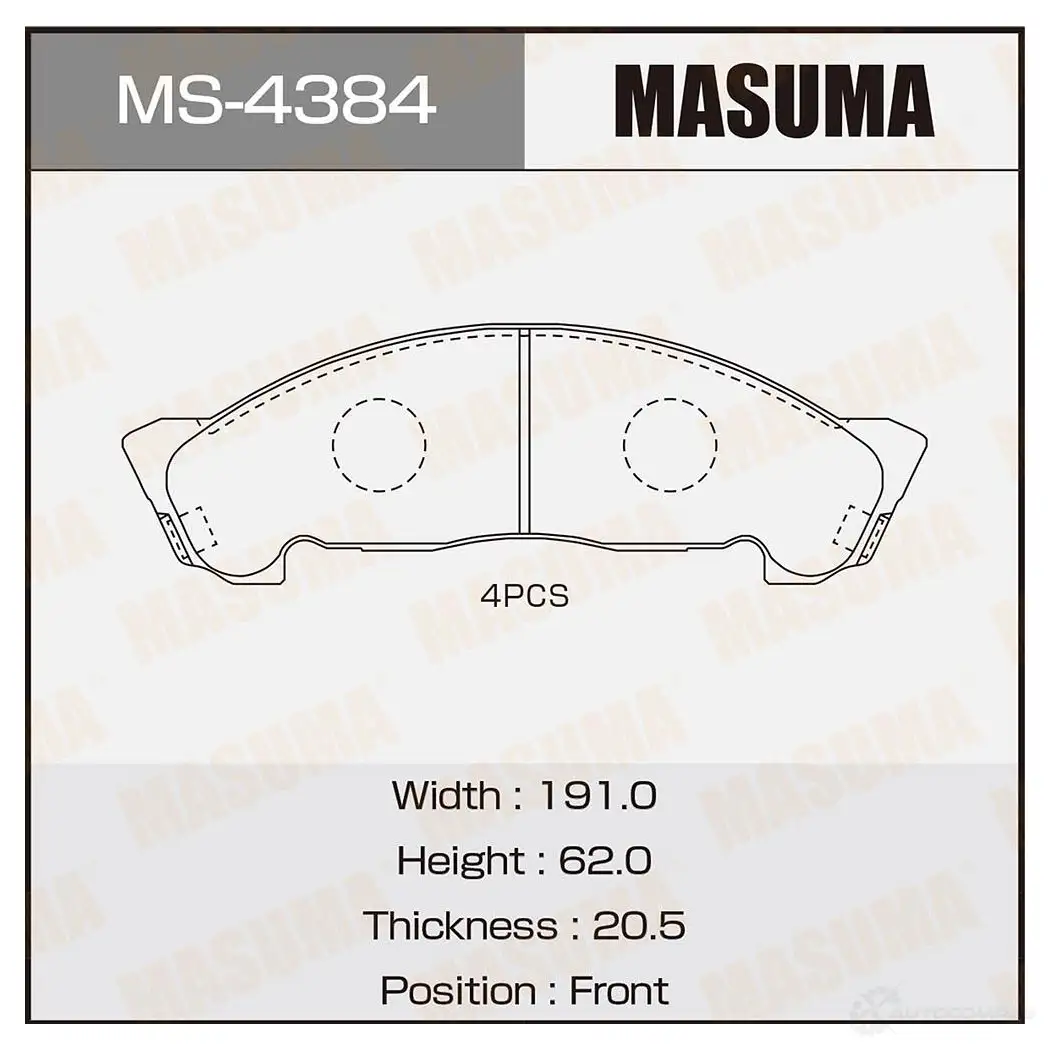 Колодки тормозные дисковые MASUMA 4560116721290 MS-4384 1422881601 CYL A97