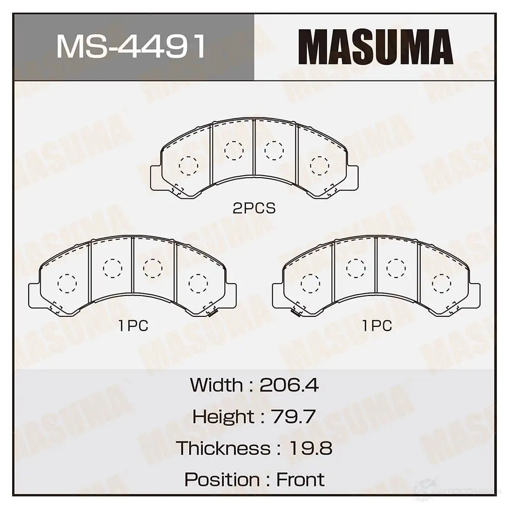 Колодки тормозные дисковые MASUMA 4560116004491 1422881600 MS-4491 D BDTH изображение 0