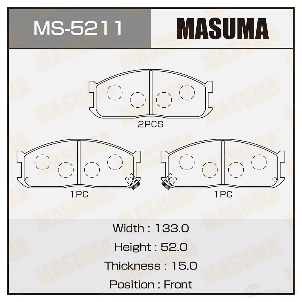 Колодки тормозные дисковые MASUMA MS-5211 M BE2Y 1420576971 4560116005211 изображение 0