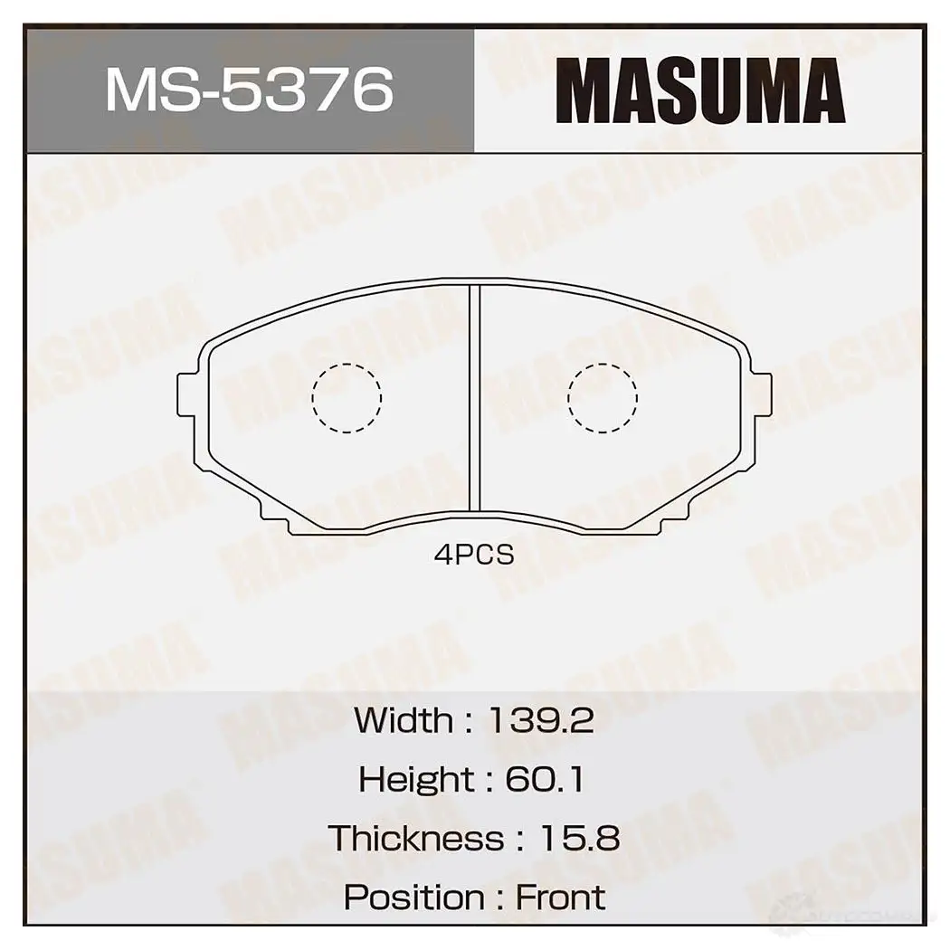 Колодки тормозные дисковые MASUMA 3 ZDKM 1420576960 MS-5376 4560116721450 изображение 0