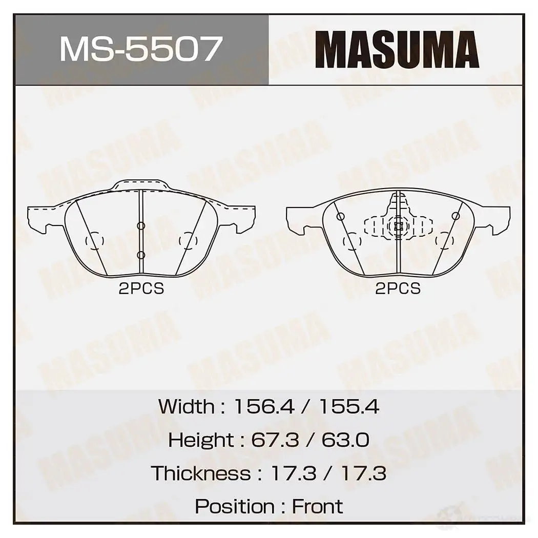 Колодки тормозные дисковые MASUMA 4560116722488 MS-5507 1420577092 FW B2ON изображение 0