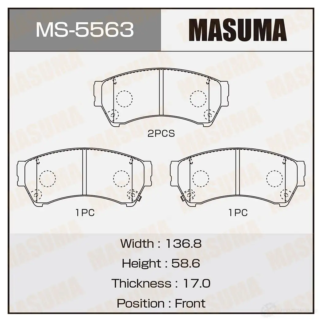 Колодки тормозные дисковые MASUMA MS-5563 MYIJ T 4560116724017 1420576964 изображение 0