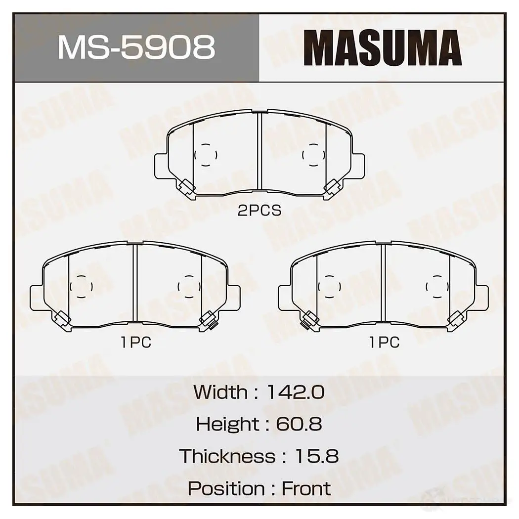 Колодки тормозные дисковые MASUMA 4560116723300 MS-5908 1420936915 N WW973P изображение 0