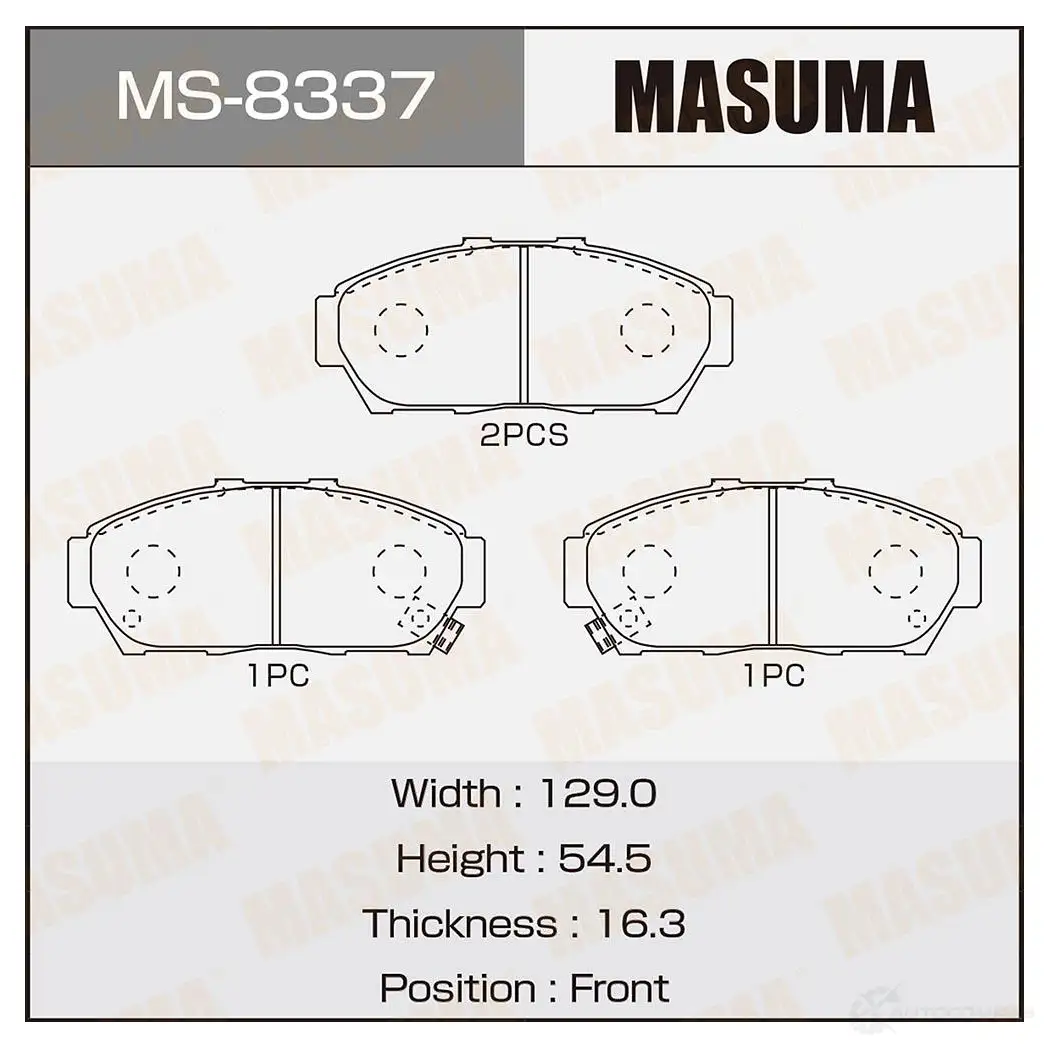 Колодки тормозные дисковые MASUMA 4560116721221 1420576994 MS-8337 CO MIC0 изображение 0