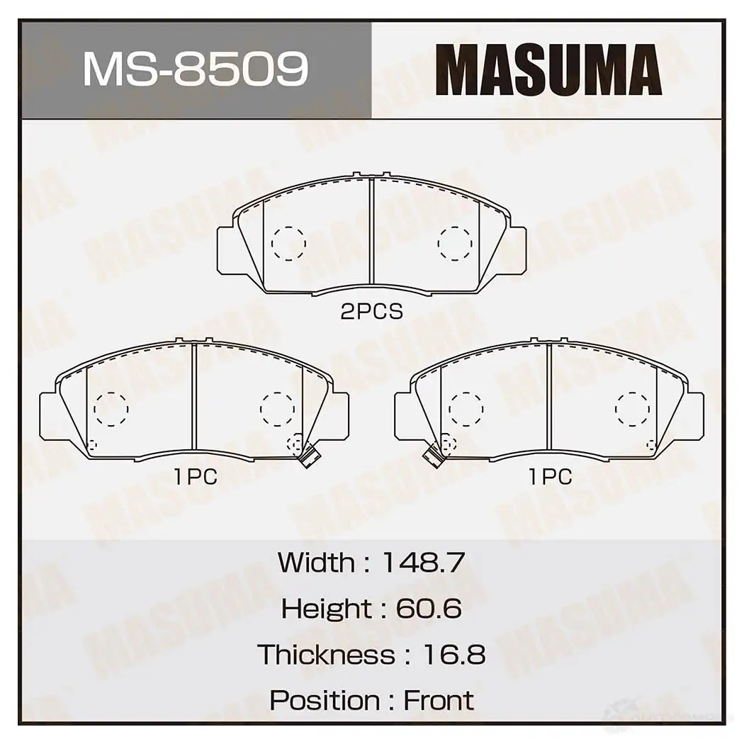 Колодки тормозные дисковые MASUMA 4560116722297 MS-8509 1420577363 YOF YF изображение 0