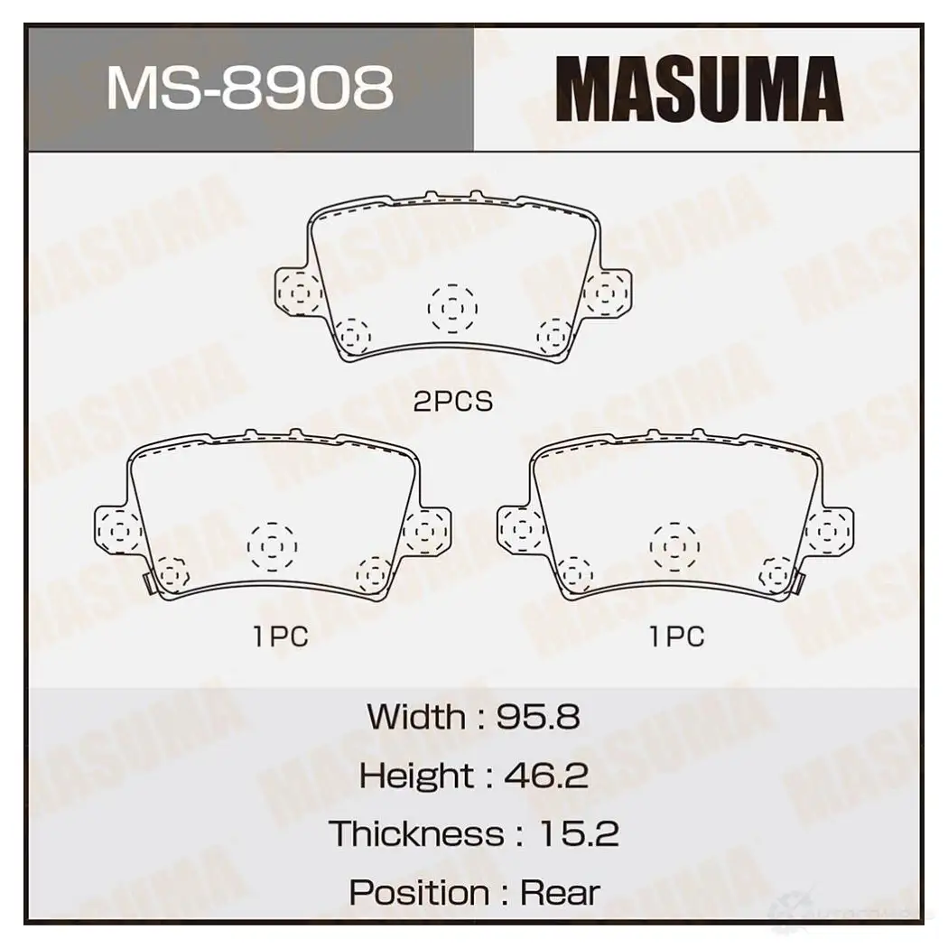 Колодки тормозные дисковые MASUMA 1420576968 B9B 8BZJ 4560116728084 MS-8908 изображение 0