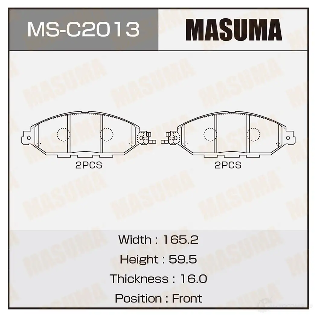 Колодки тормозные дисковые MASUMA 4560116724352 1422881564 F OZHV MS-C2013 изображение 0