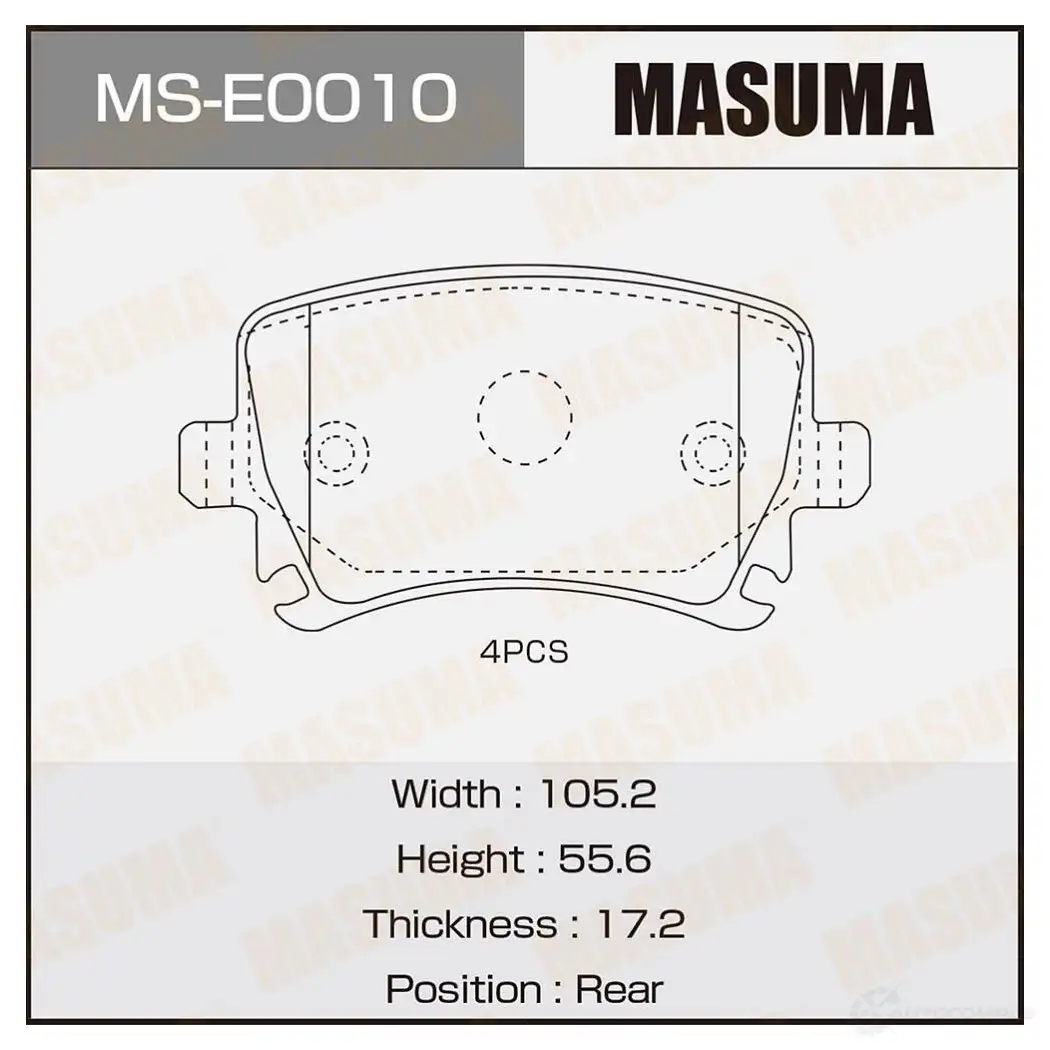 Колодки тормозные дисковые MASUMA RW KDLS 4560116723560 MS-E0010 1422881715 изображение 0