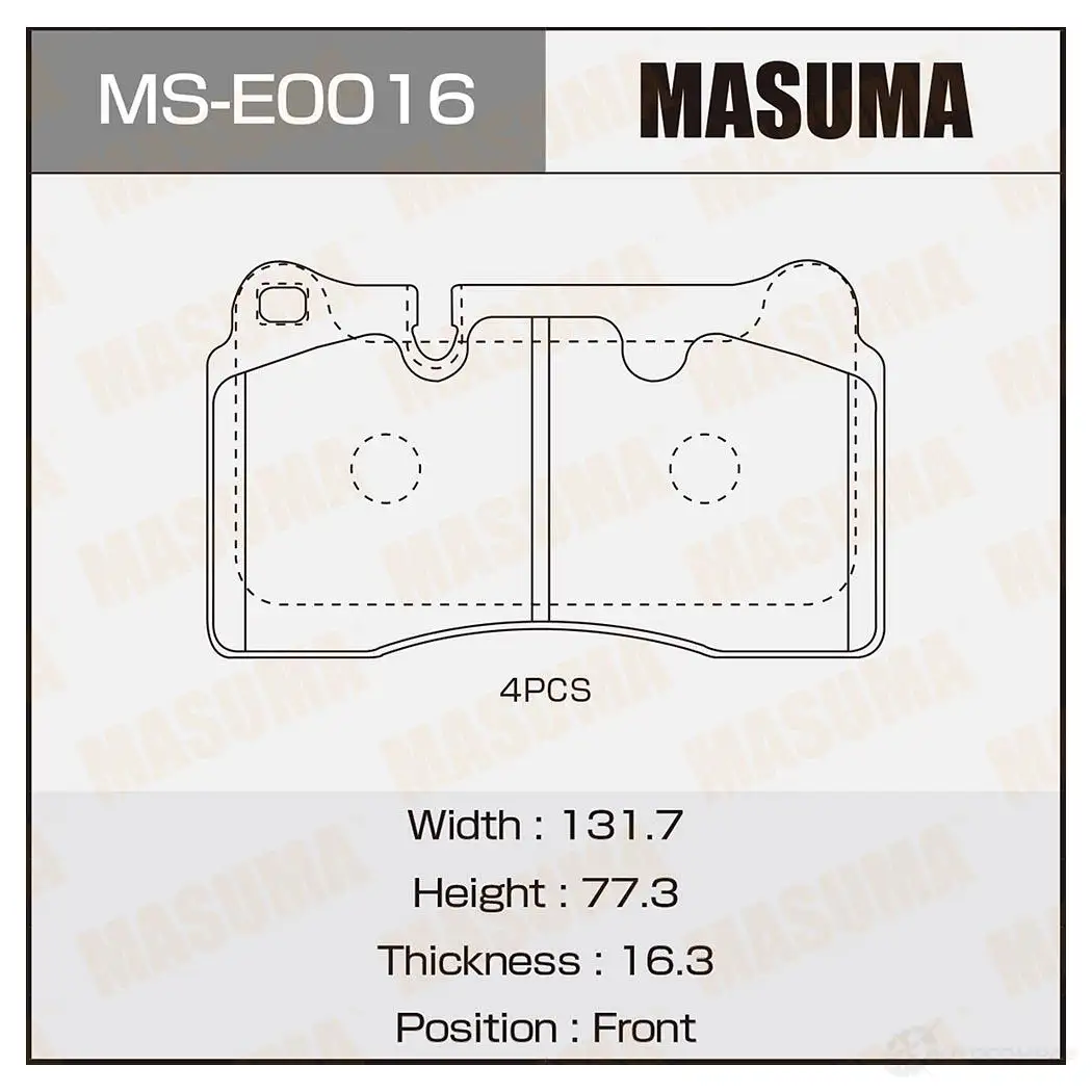 Колодки тормозные дисковые MASUMA J SAPI MS-E0016 4560116723614 1422881559 изображение 0
