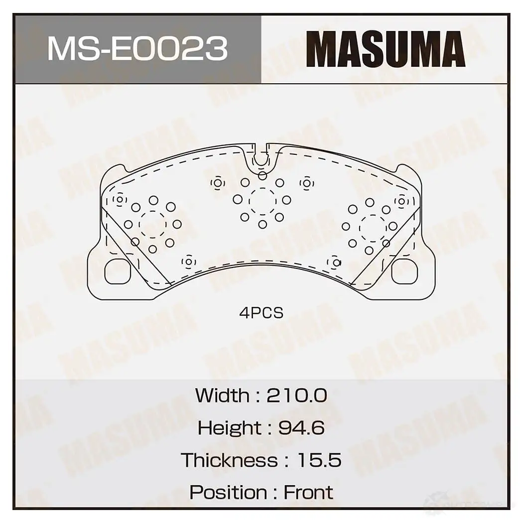 Колодки тормозные дисковые MASUMA 1422881709 4560116723652 EE 3WIQ MS-E0023 изображение 0