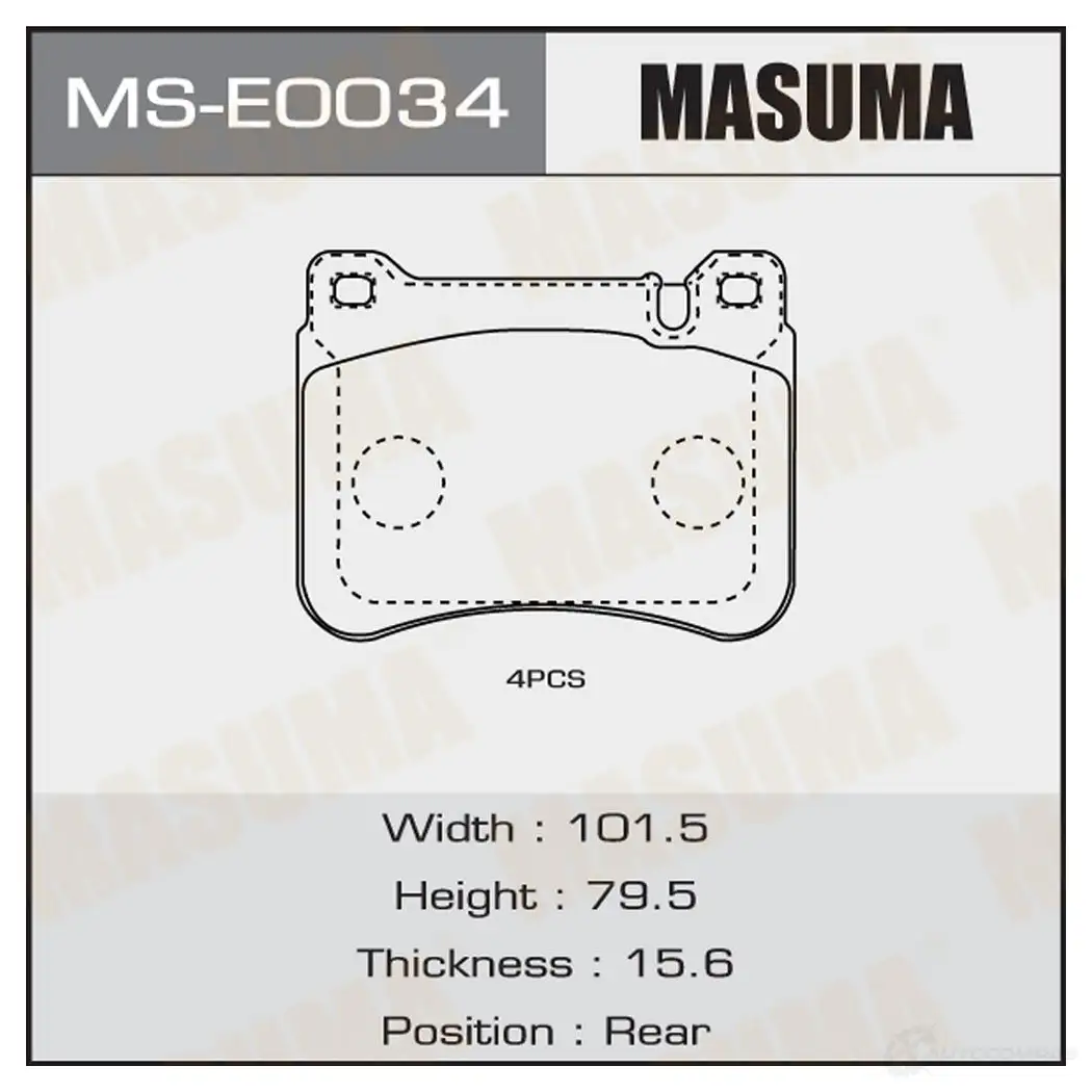 Колодки тормозные дисковые MASUMA MS-E0034 1439698662 B RYG5