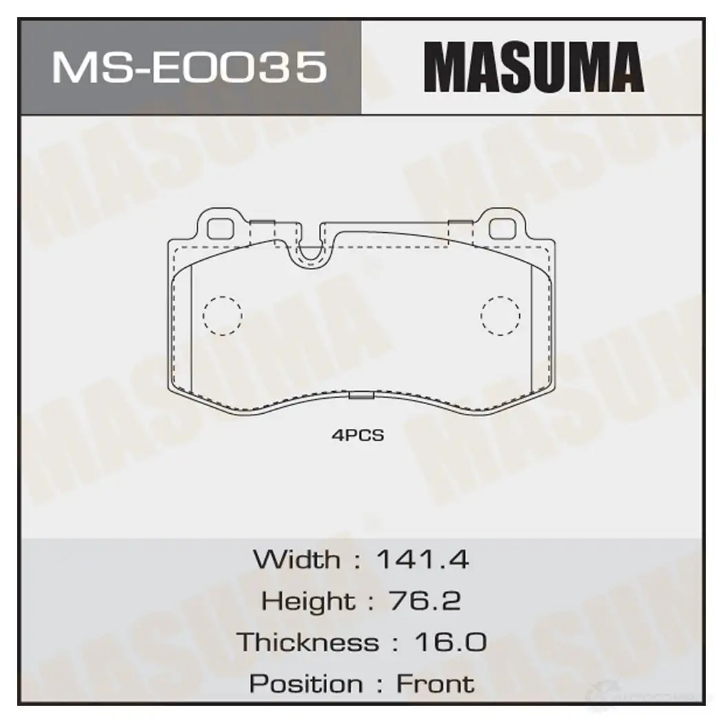 Колодки тормозные дисковые MASUMA MS-E0035 1439698663 0KGW O11
