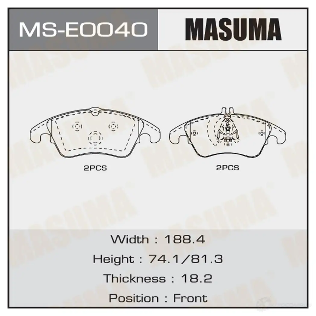 Колодки тормозные дисковые MASUMA Q 00PZOU MS-E0040 1439698666