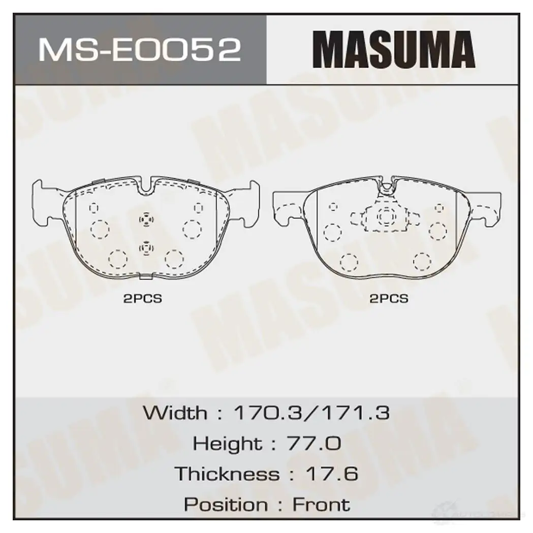 Колодки тормозные дисковые MASUMA TUNPW 17 MS-E0052 1439698675 изображение 0