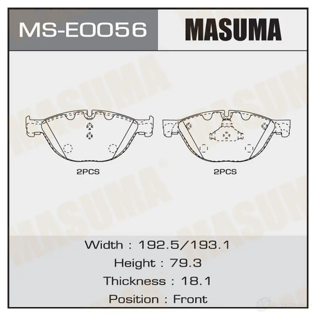 Колодки тормозные дисковые MASUMA 1439698679 V59N Y MS-E0056 изображение 0