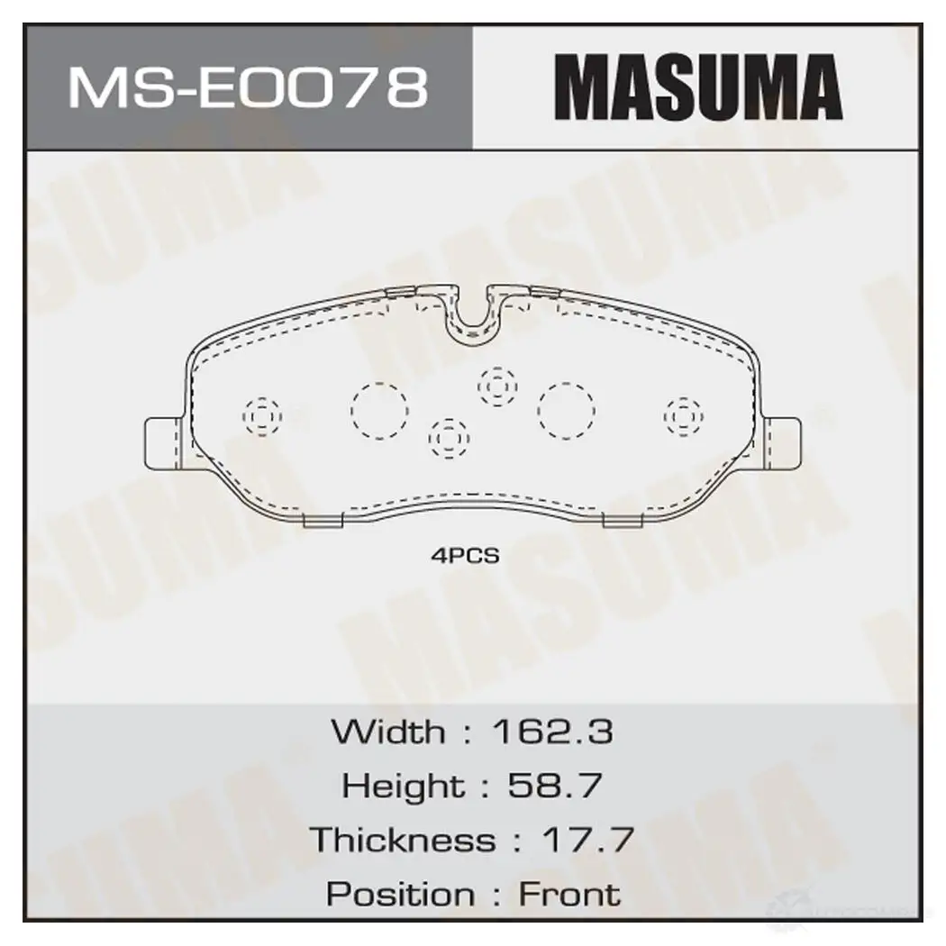 Колодки тормозные дисковые MASUMA DNZV JF MS-E0078 1439698687