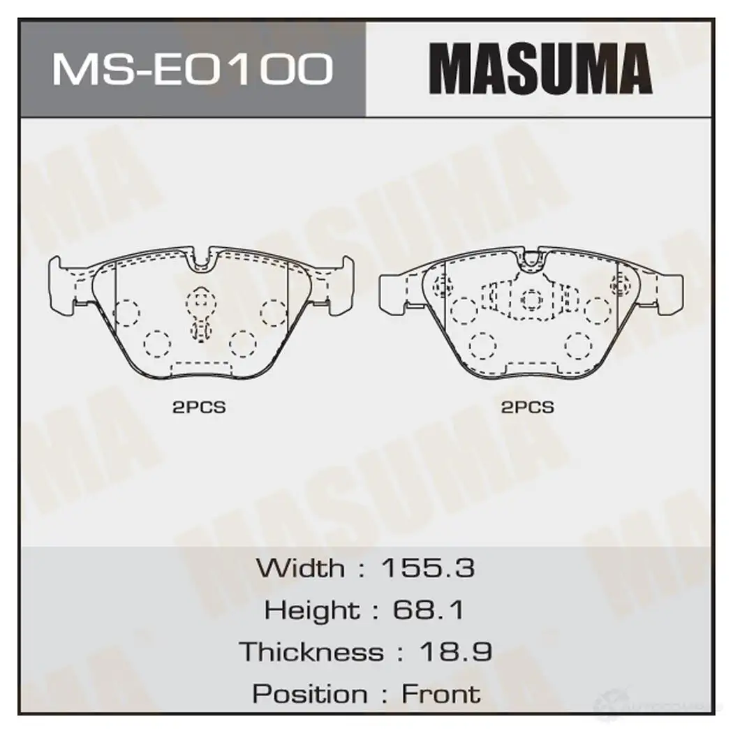 Колодки тормозные дисковые MASUMA MS-E0100 01I3 Q 1439698697 изображение 0