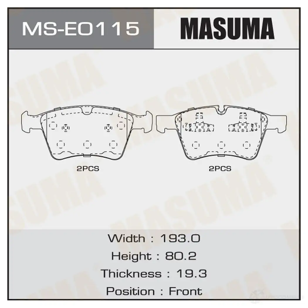 Колодки тормозные дисковые MASUMA MS-E0115 PB USF 1439698702 изображение 0