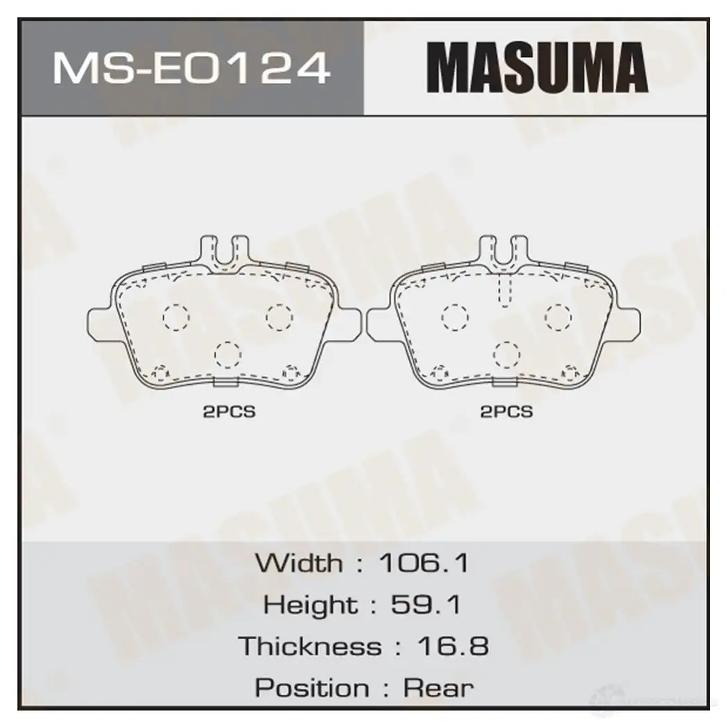 Колодки тормозные дисковые MASUMA 1439698704 6Y RWM8U MS-E0124 изображение 0
