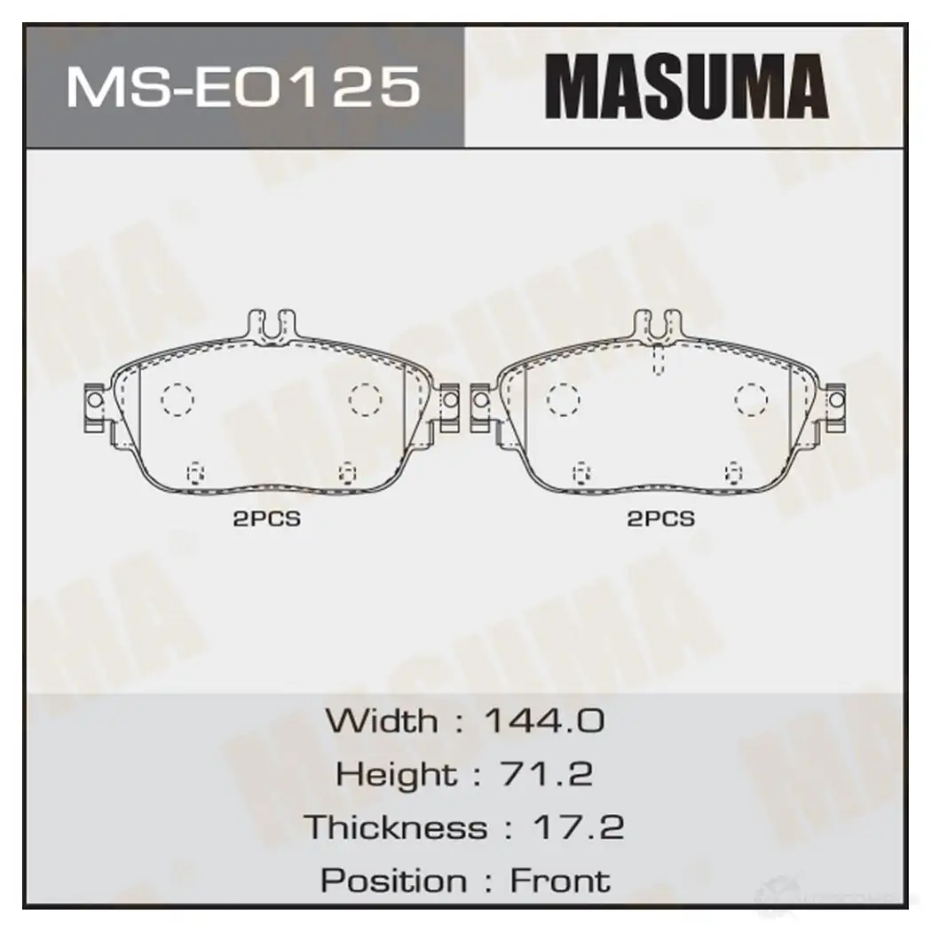 Колодки тормозные дисковые MASUMA MS-E0125 1439698705 61FO09 F изображение 0
