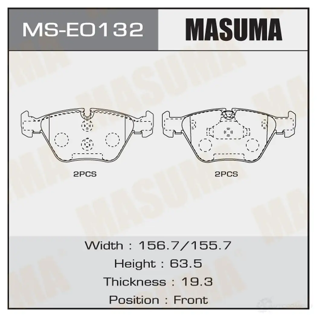 Колодки тормозные дисковые MASUMA 1439698707 OHW WA MS-E0132 изображение 0