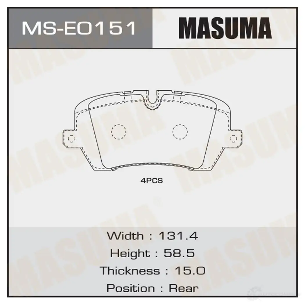 Колодки тормозные дисковые MASUMA 1439698717 0KV5 AZ MS-E0151 изображение 0