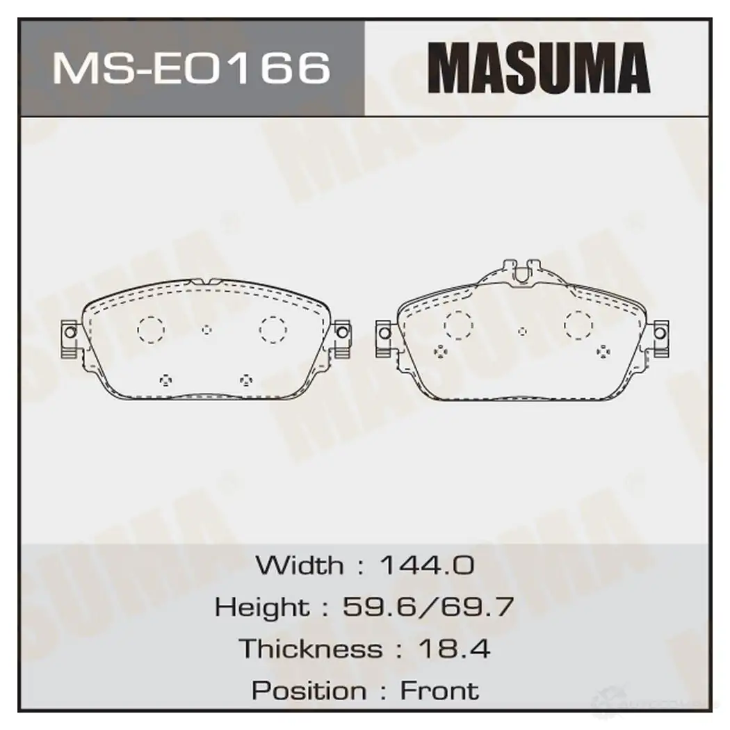 Колодки тормозные дисковые MASUMA MS-E0166 PX J1I 1439698722 изображение 0