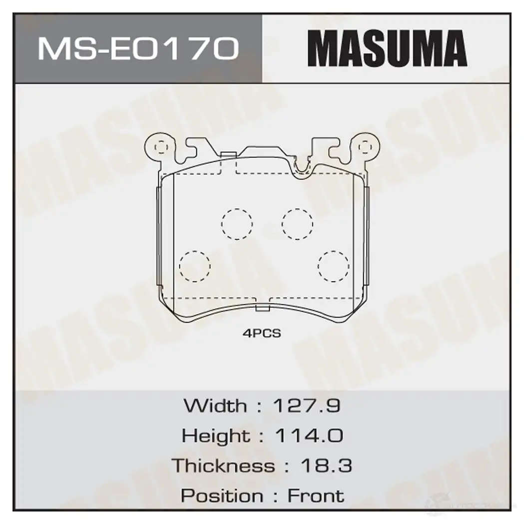 Колодки тормозные дисковые MASUMA MS-E0170 EVQ4 K 1439698725 изображение 0