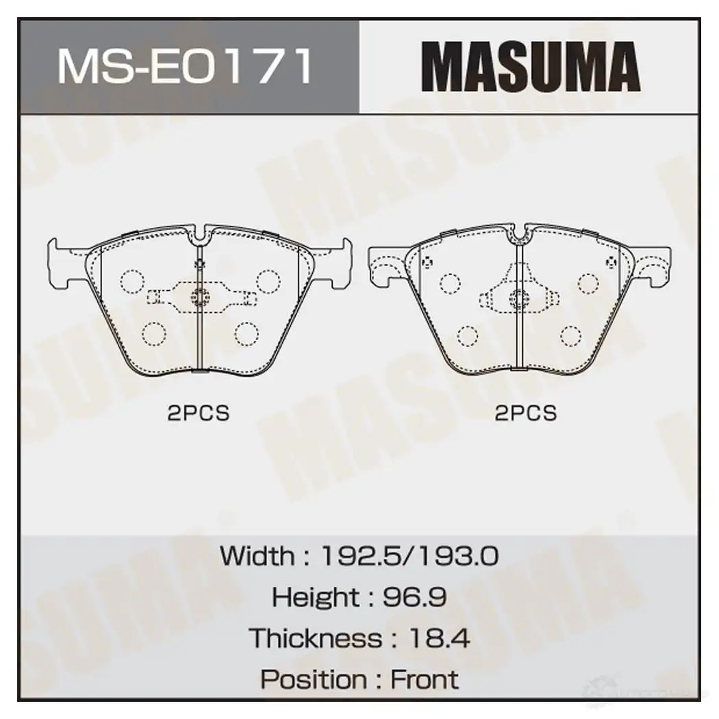 Колодки тормозные дисковые MASUMA 1439698726 MG4W Q MS-E0171 изображение 0