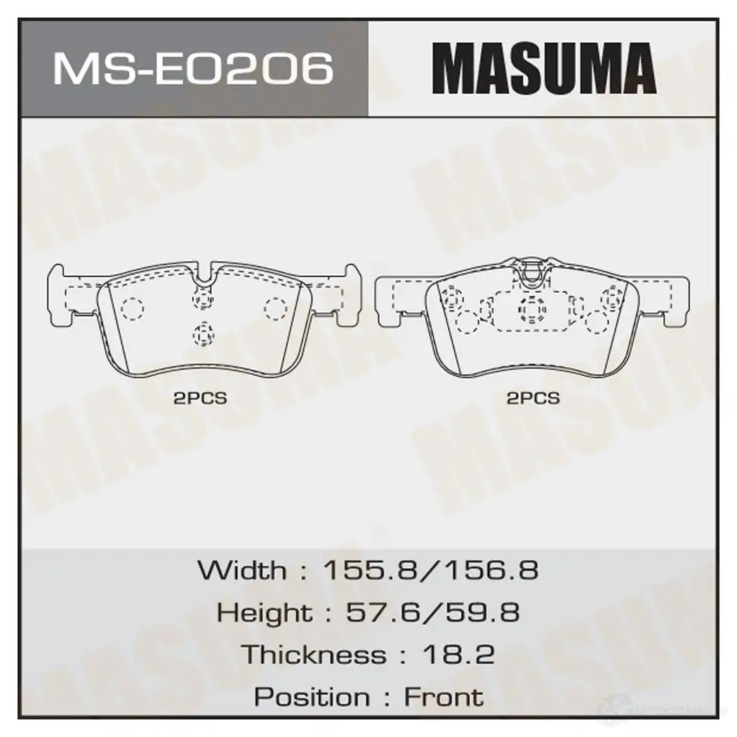 Колодки тормозные дисковые MASUMA MS-E0206 RY X9BZM 1439698729 изображение 0