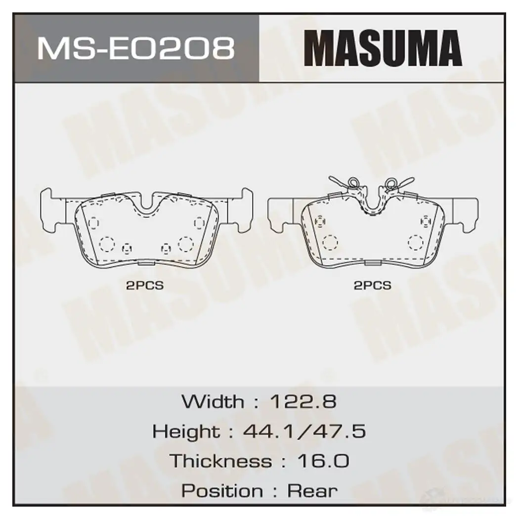 Колодки тормозные дисковые MASUMA MS-E0208 1439698731 T1B FUX