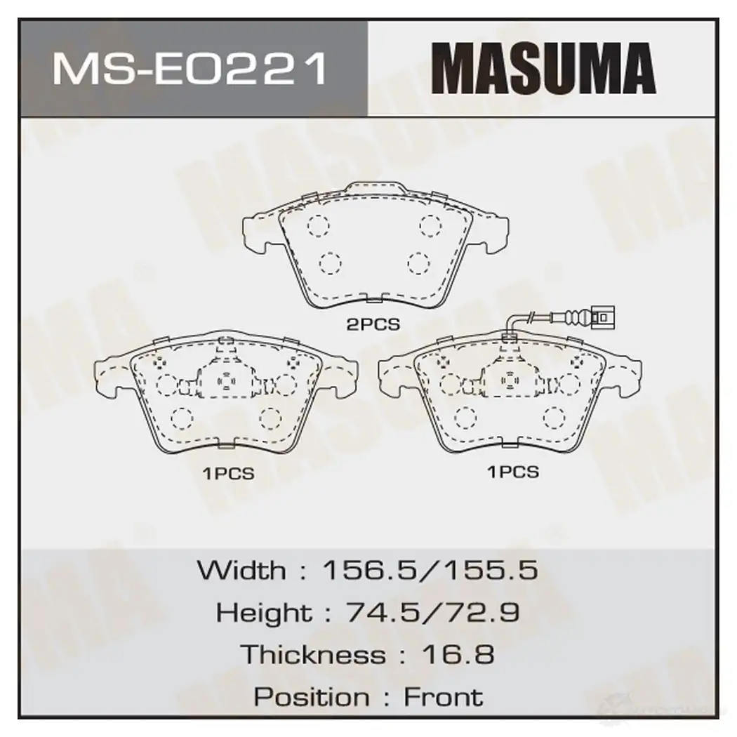 Колодки тормозные дисковые MASUMA 1439698732 MS-E0221 1IOL 9B7